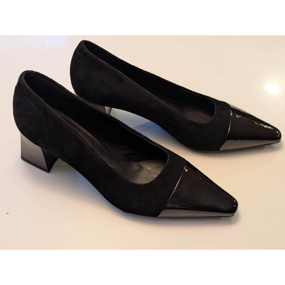 Vagabond Shoemakers Altea Black Suede & Patent Cap-Toe Pumps - 36 (US 6) - Picture 2 of 9